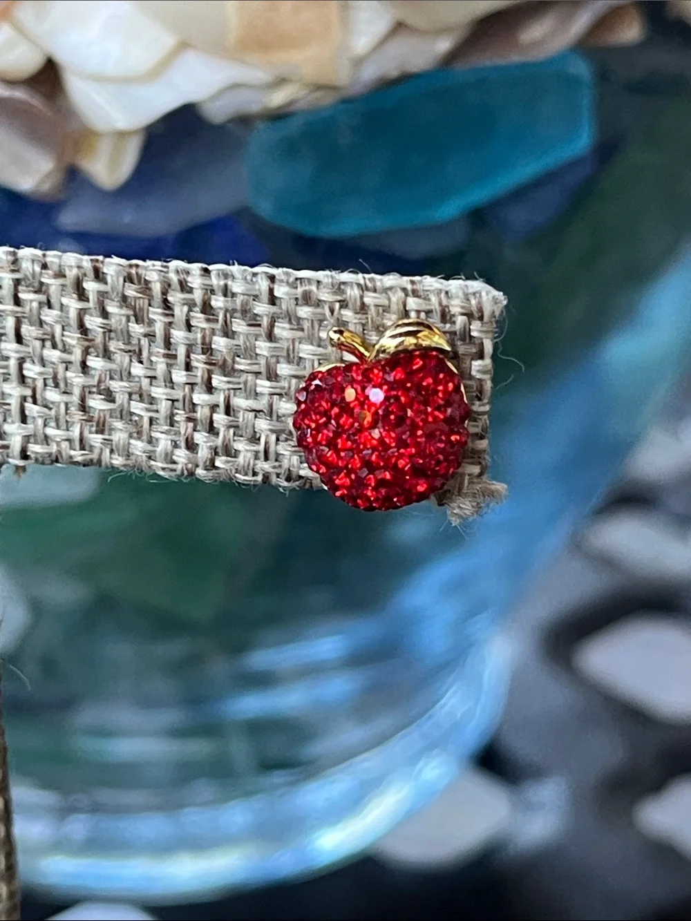 Red Sparkle Apple Stud Earrings